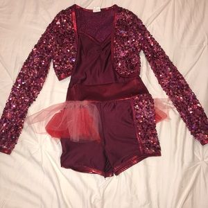 red sparkle dance costume